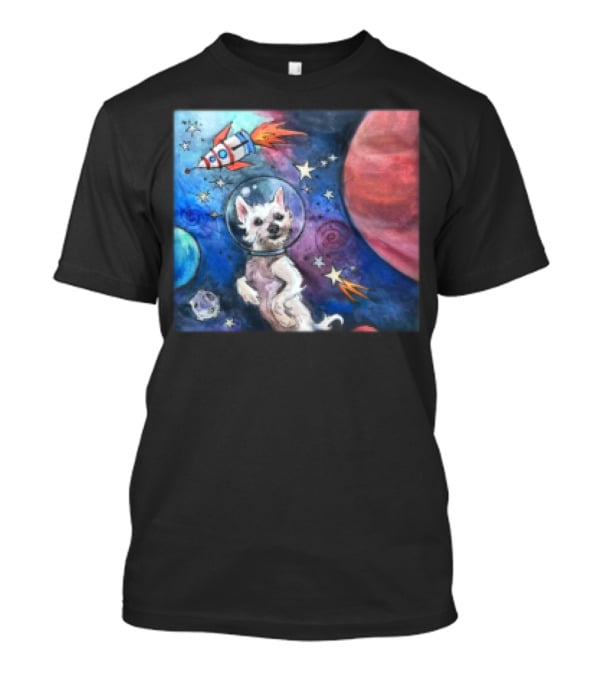 Bradford In Space Dog Astronaut Adventure With Rocket And Planets T-Shirt