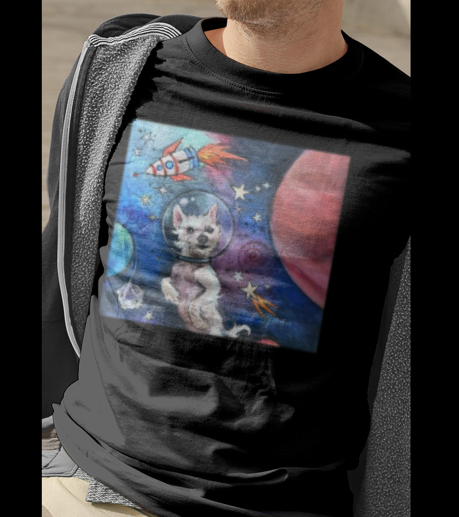 Bradford In Space Dog Astronaut Adventure With Rocket And Planets T-Shirt