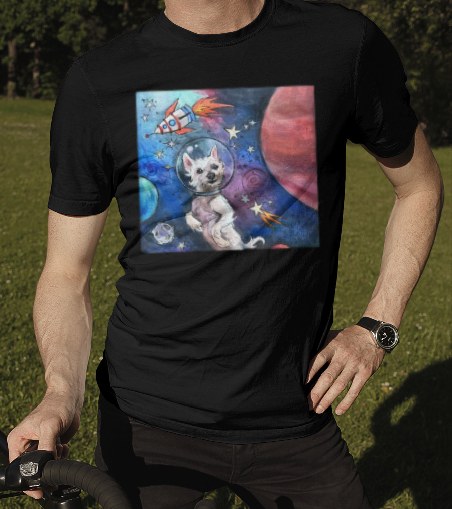 Bradford In Space Dog Astronaut Adventure With Rocket And Planets T-Shirt