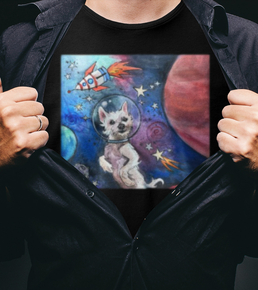 Bradford In Space Dog Astronaut Adventure With Rocket And Planets T-Shirt