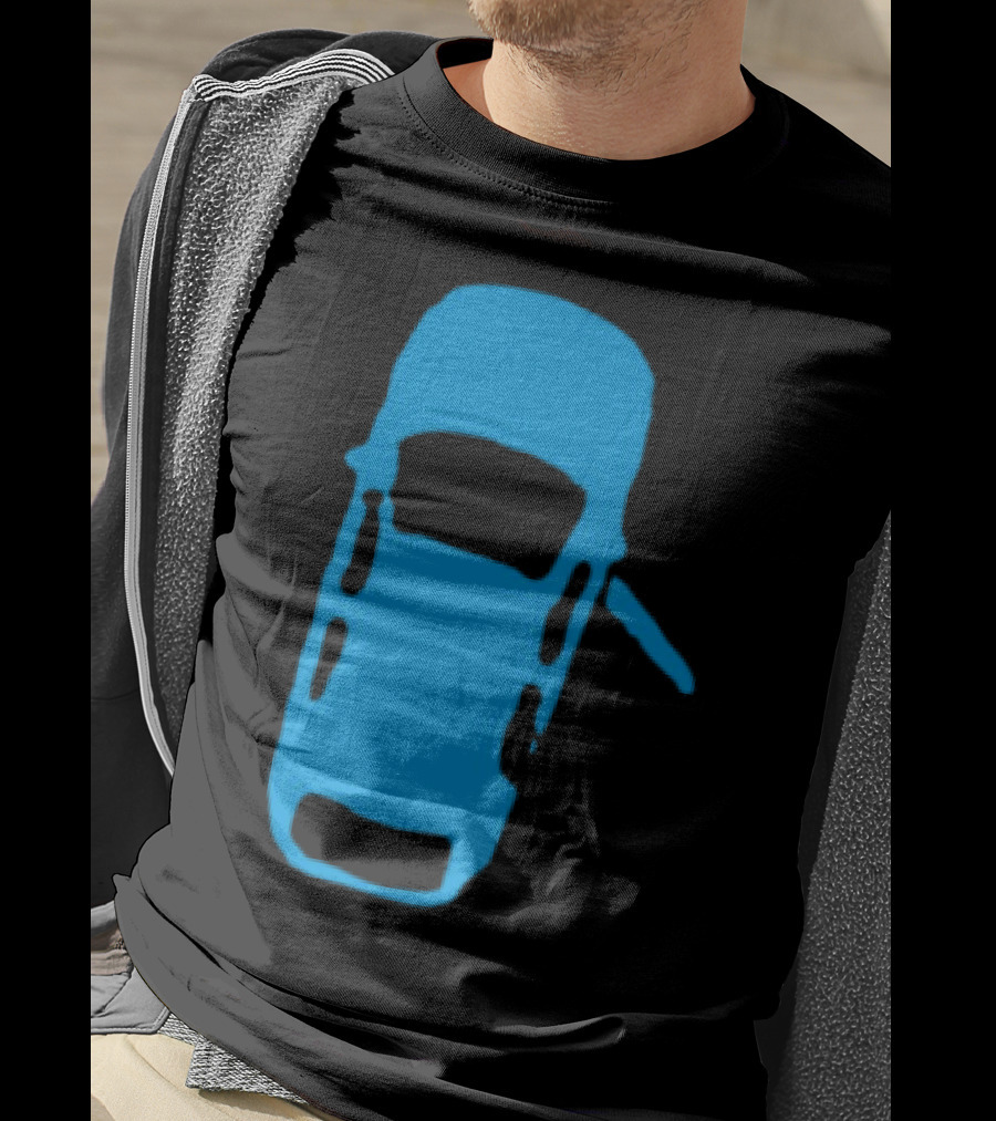 Door Ajar Blue Car Overhead Angle Vintage Style T-Shirt
