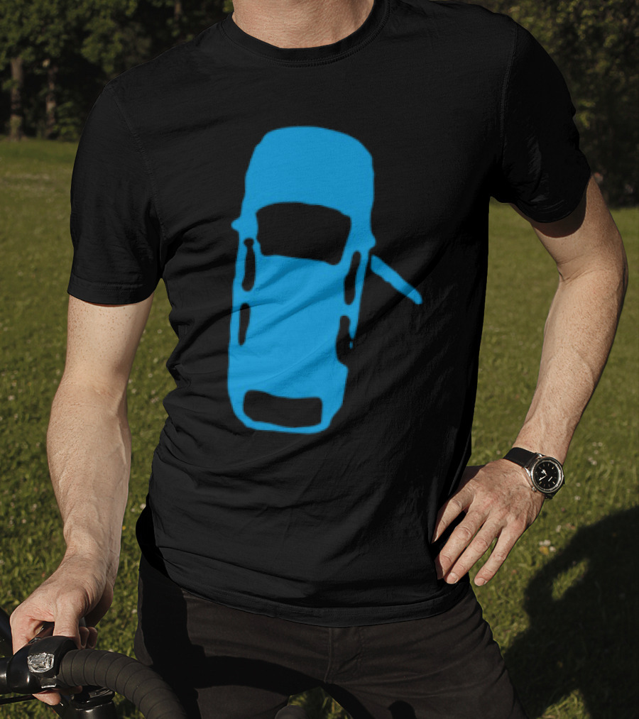 Door Ajar Blue Car Overhead Angle Vintage Style T-Shirt