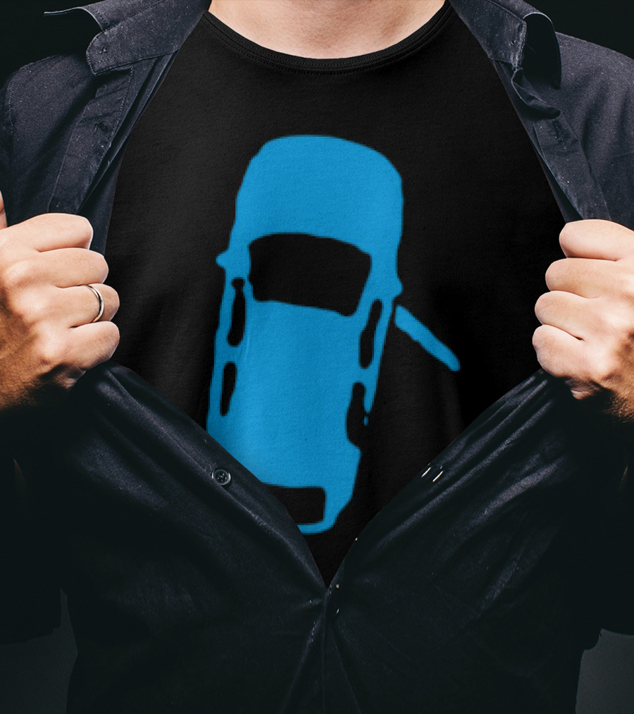 Door Ajar Blue Car Overhead Angle Vintage Style T-Shirt