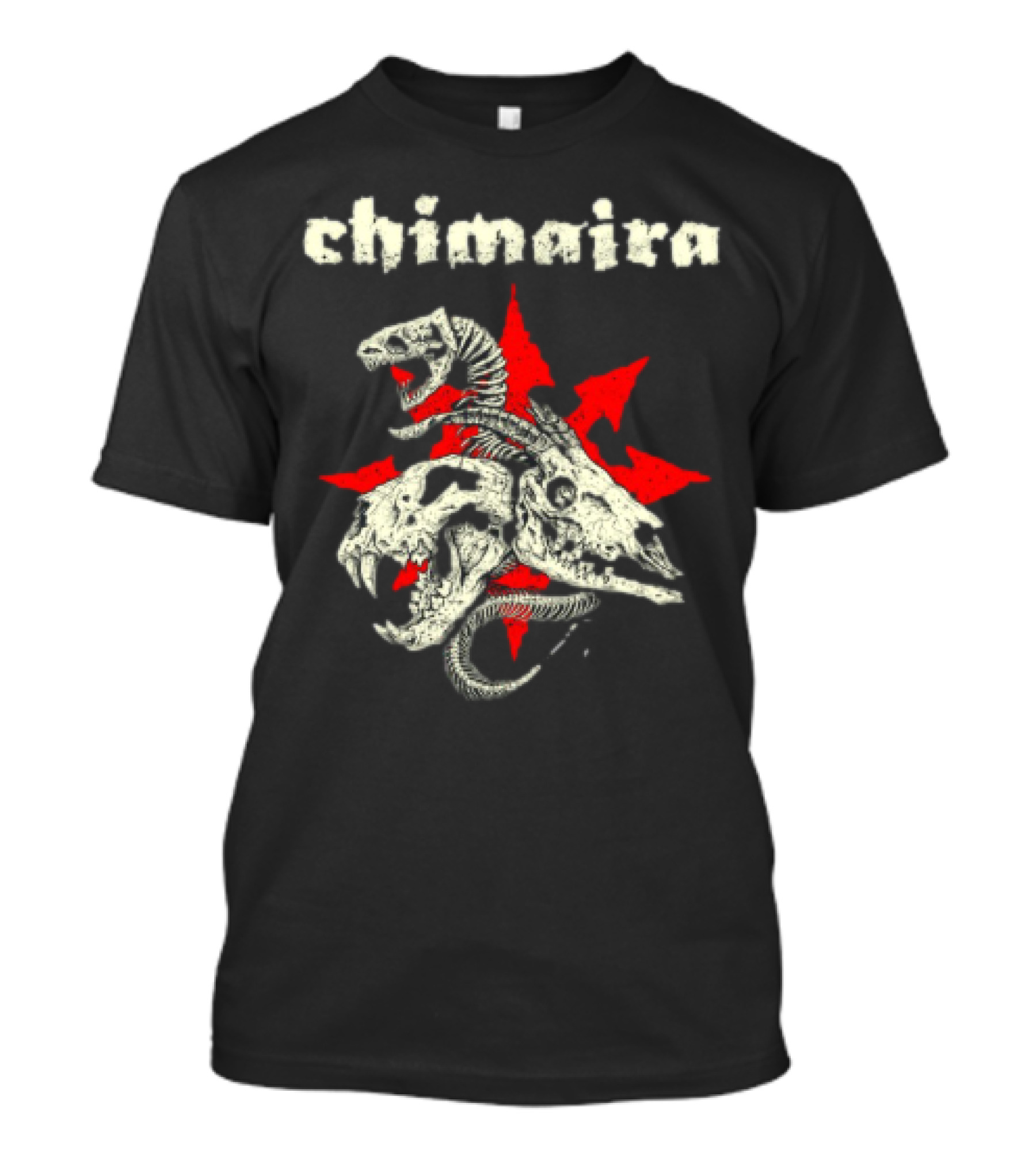 Chimaira Skull Chimairaband Red Star Three-Headed Creature T-Shirt