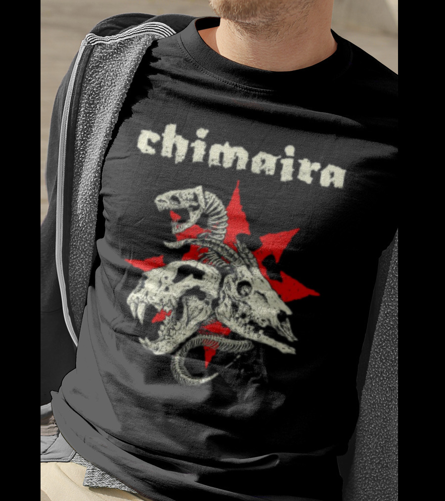 Chimaira Skull Chimairaband Red Star Three-Headed Creature T-Shirt