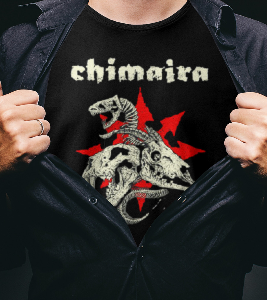 Chimaira Skull Chimairaband Red Star Three-Headed Creature T-Shirt