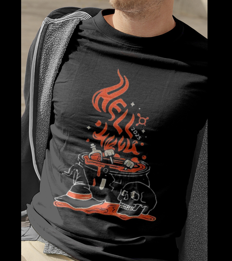 Hell Week 2025 Halloween Witch Skull Cauldron Potion T-Shirt