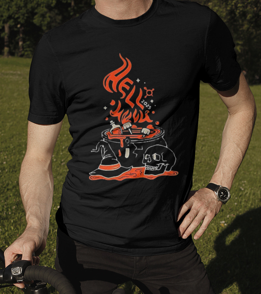 Hell Week 2025 Halloween Witch Skull Cauldron Potion T-Shirt