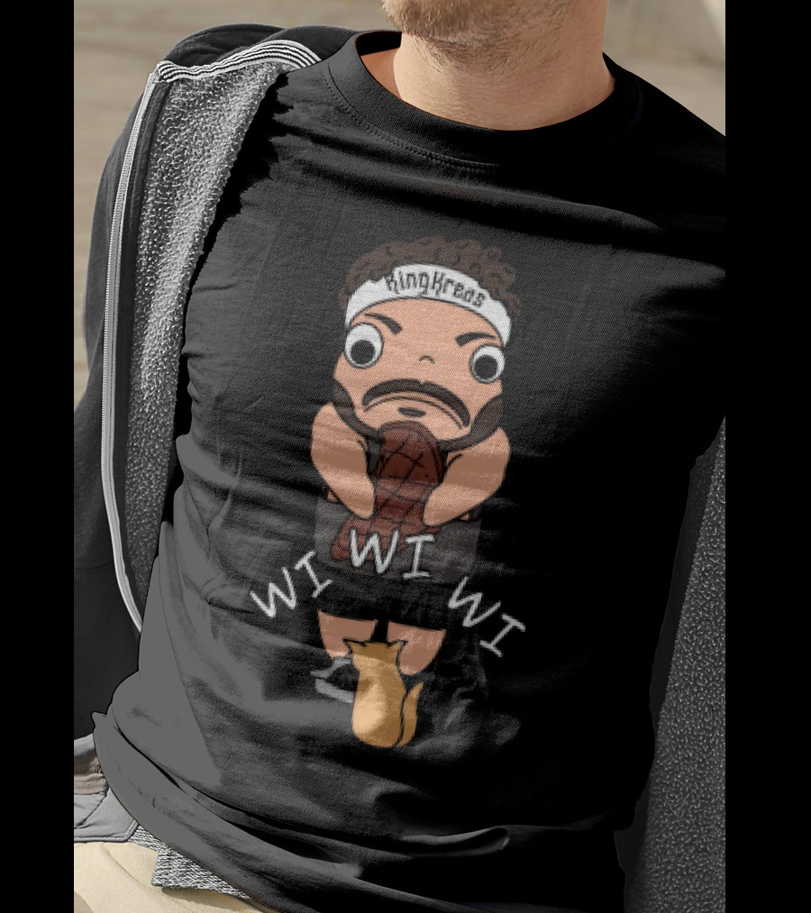 Gabrielaeros King Kreas Wi Wi Wi Funny Character With Cat T-Shirt