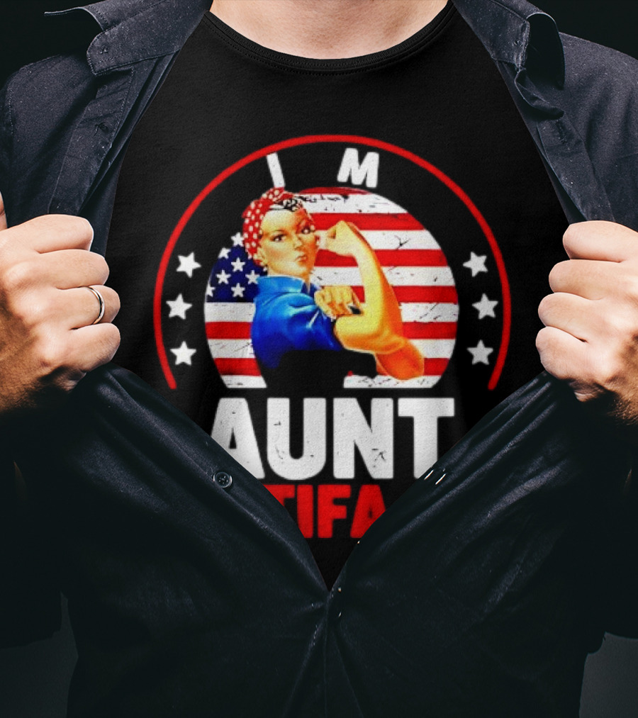 I Am Aunt Tifa Rosie Riveter USA Flag T-Shirt