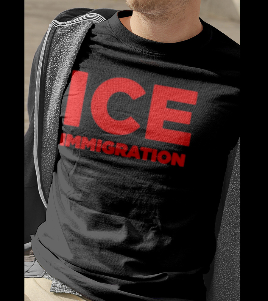 ICE Immigration Bold Red Block Lettering T-Shirt
