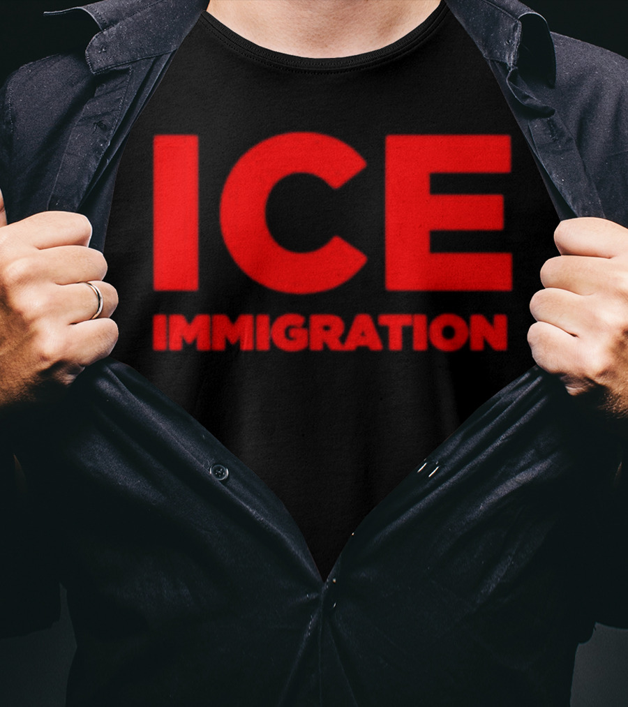 ICE Immigration Bold Red Block Lettering T-Shirt