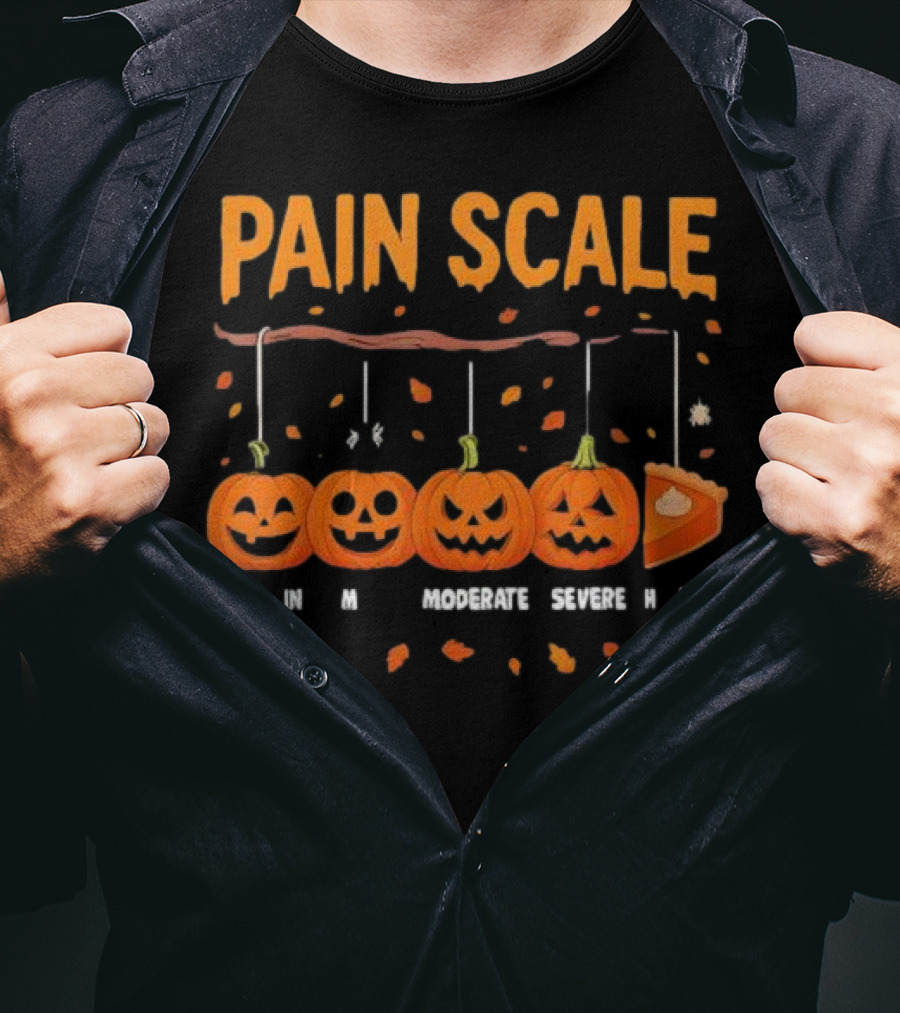 Pain Scale No Mild Moderate Severe Pie Pumpkin Halloween T-Shirt