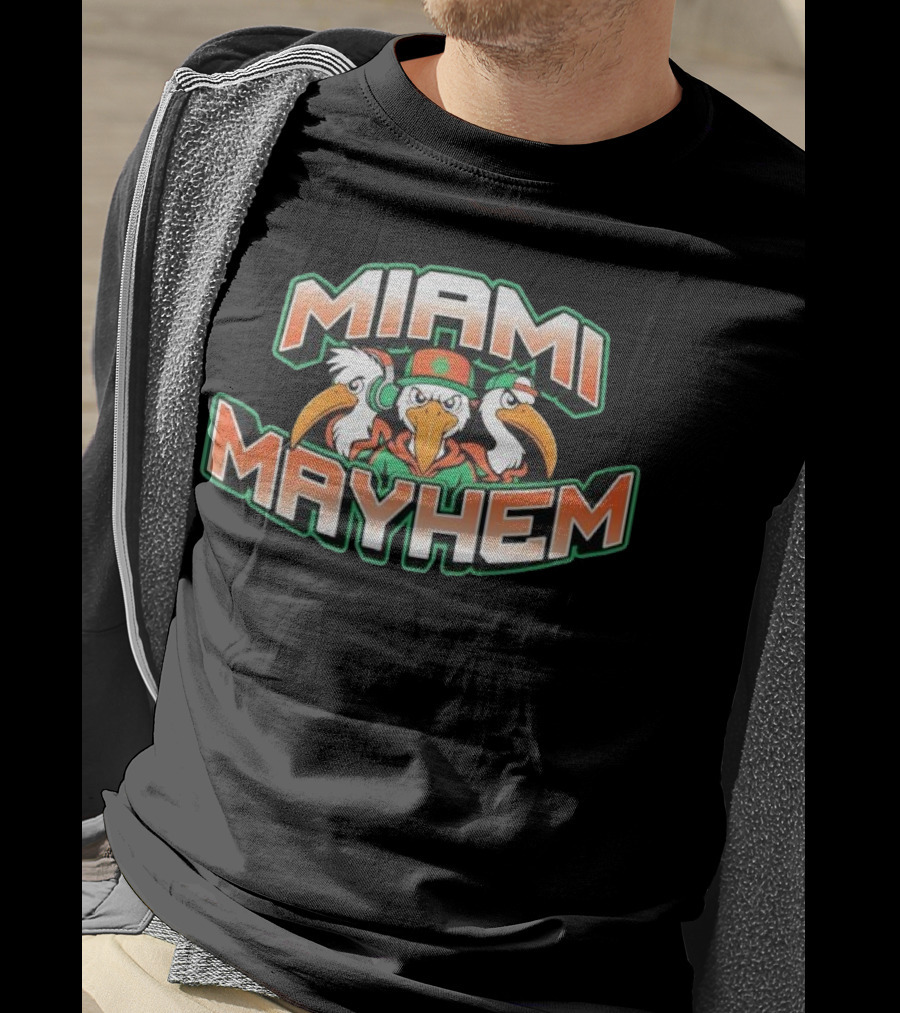 Miami Mayhem Bird Trio With Headphones And Attitude T-Shirt