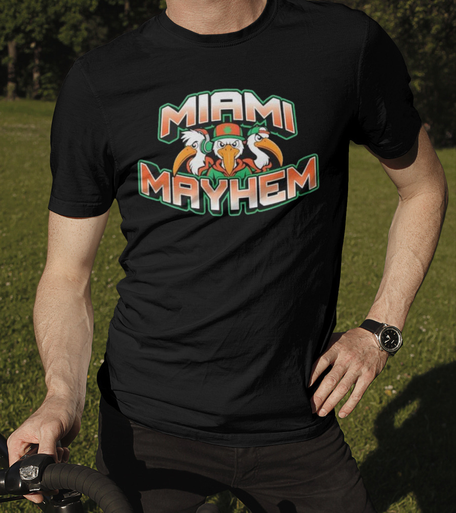 Miami Mayhem Bird Trio With Headphones And Attitude T-Shirt