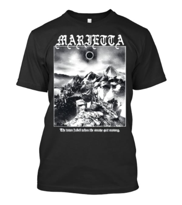 Marietta The Town Faded Eclipse Over Mountains And Town T-Shirt