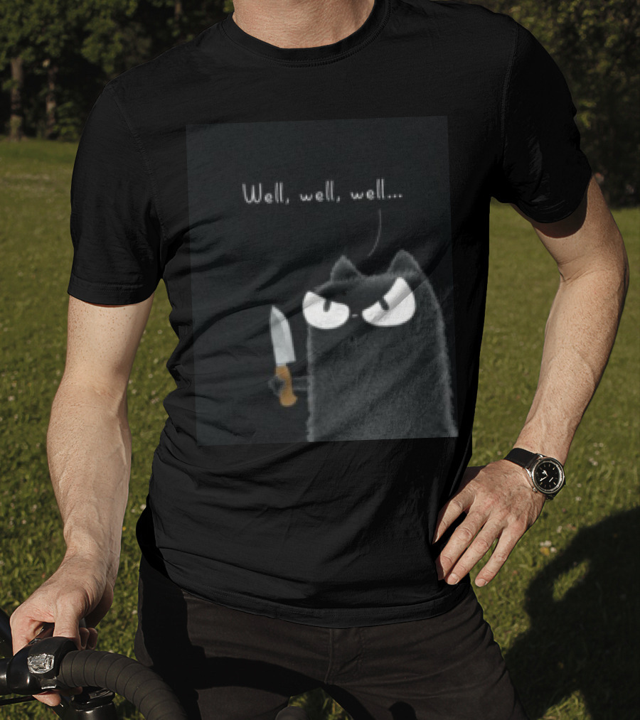 Well Well Well Black Cat With Knife Limited Purrinink T-Shirt
