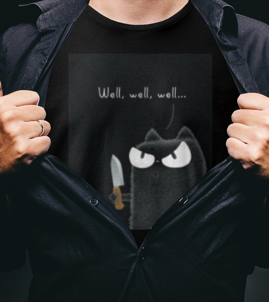 Well Well Well Black Cat With Knife Limited Purrinink T-Shirt
