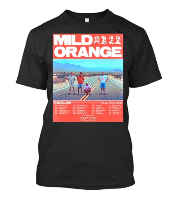 Mild Orange The Glow Tour UK Europe 2025 Dates Heavy Chest Support T-Shirt