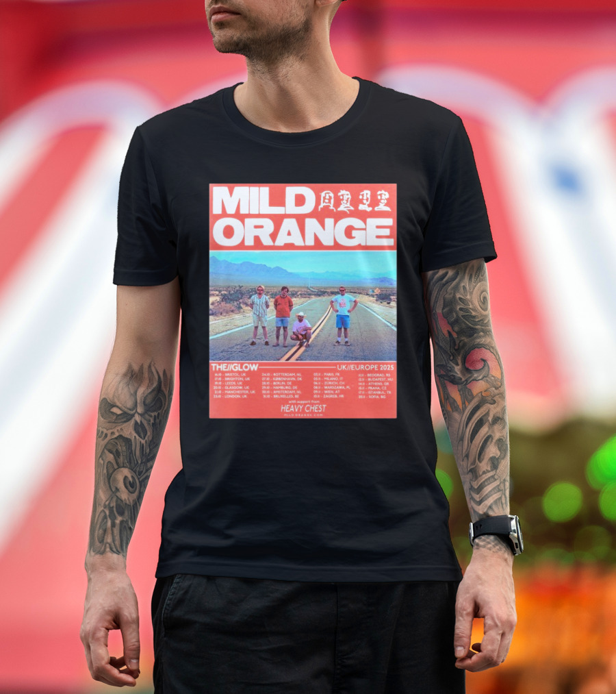 Mild Orange The Glow Tour UK Europe 2025 Dates Heavy Chest Support T-Shirt