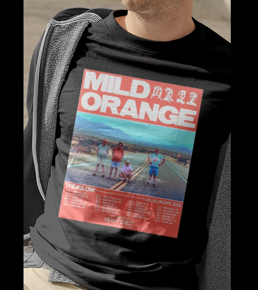 Mild Orange The Glow Tour UK Europe 2025 Dates Heavy Chest Support T-Shirt