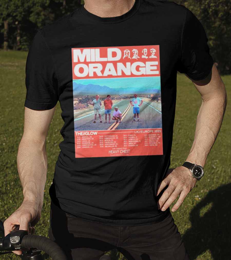 Mild Orange The Glow Tour UK Europe 2025 Dates Heavy Chest Support T-Shirt