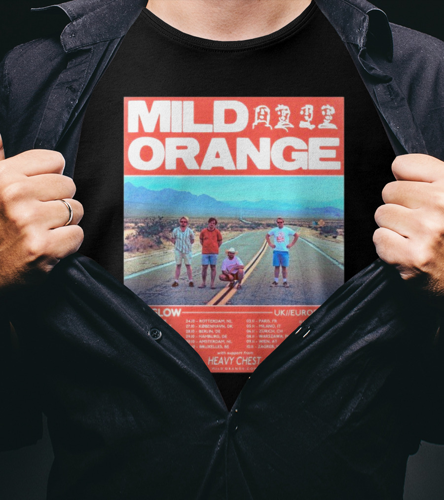 Mild Orange The Glow Tour UK Europe 2025 Dates Heavy Chest Support T-Shirt