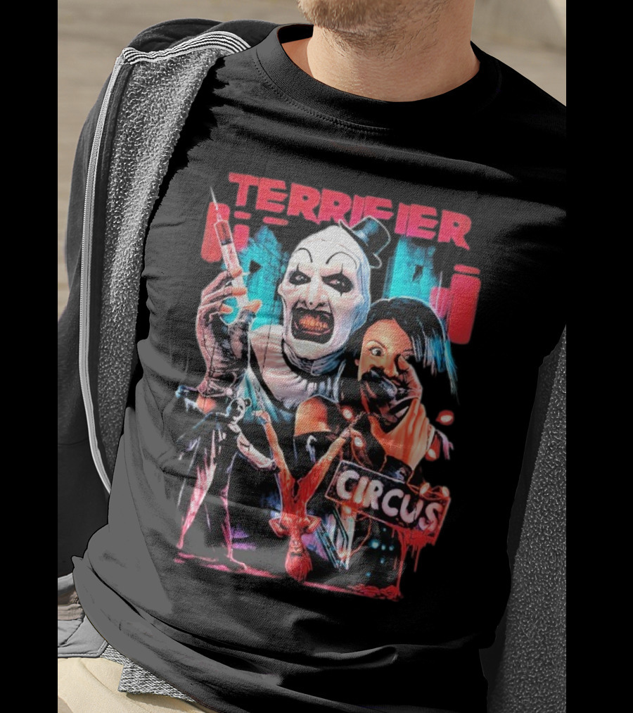 Terrifier Circus Horror Clown Costume And Horror Movie Imagery T-Shirt