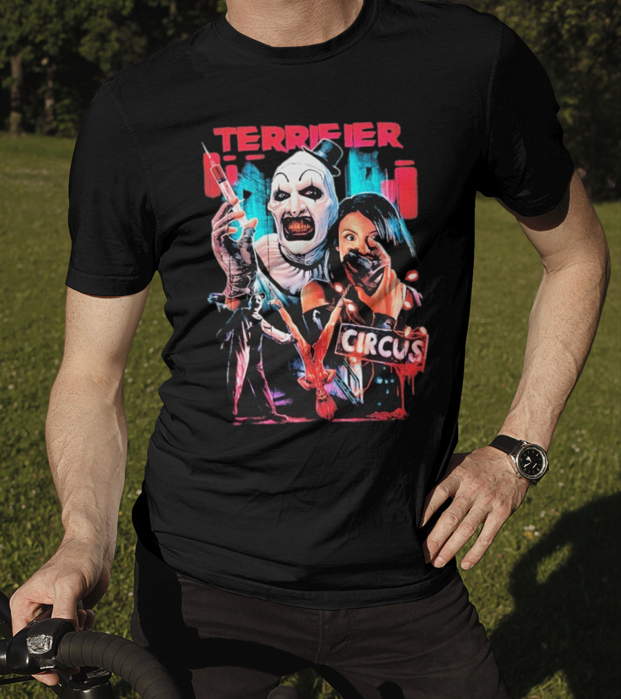 Terrifier Circus Horror Clown Costume And Horror Movie Imagery T-Shirt