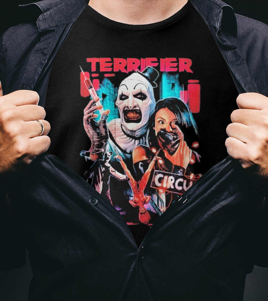 Terrifier Circus Horror Clown Costume And Horror Movie Imagery T-Shirt