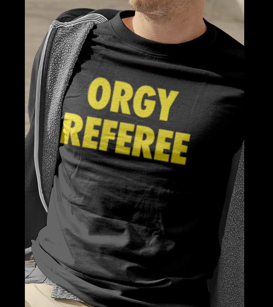 Orgy Referee Black Bold Yellow Text T-Shirt