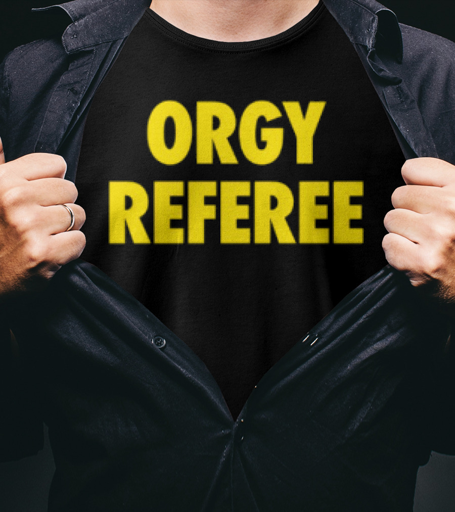Orgy Referee Black Bold Yellow Text T-Shirt