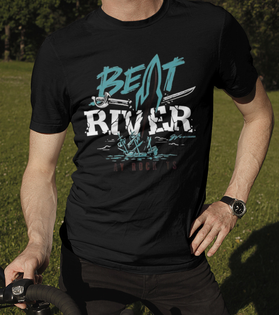 Beat River Bay Rockets Retro Rocket Logo Colorful Text T-Shirt