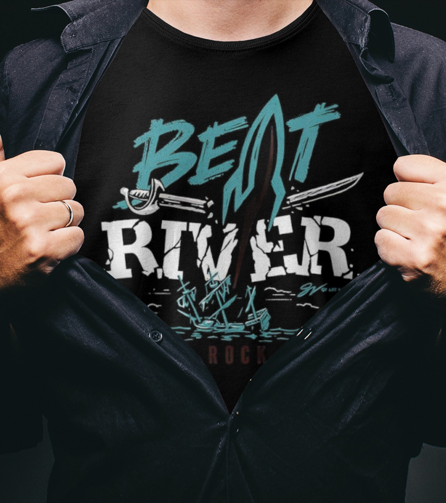 Beat River Bay Rockets Retro Rocket Logo Colorful Text T-Shirt