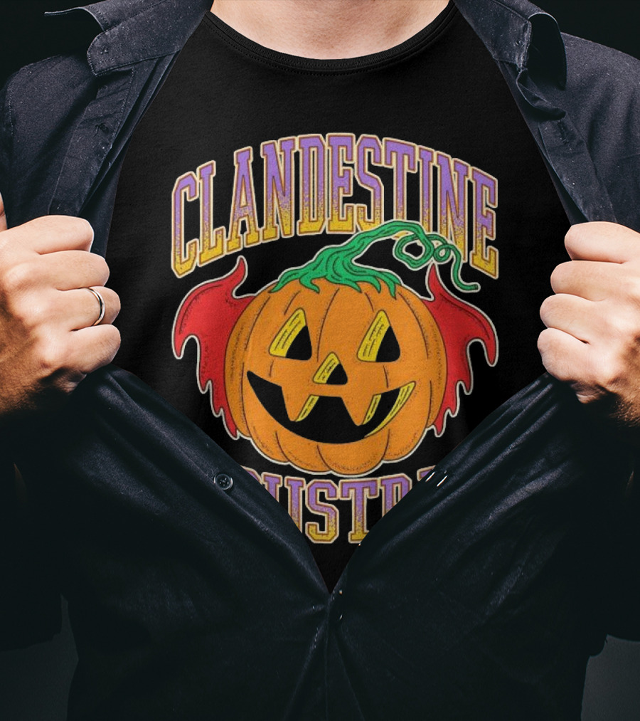 Clandestine Industries Halloween Bat Pumpkin T-Shirt