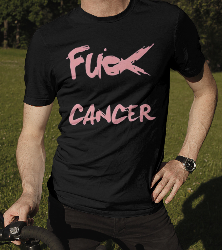 Daren Bates Fuck Cancer Pink Bold Statement T-Shirt