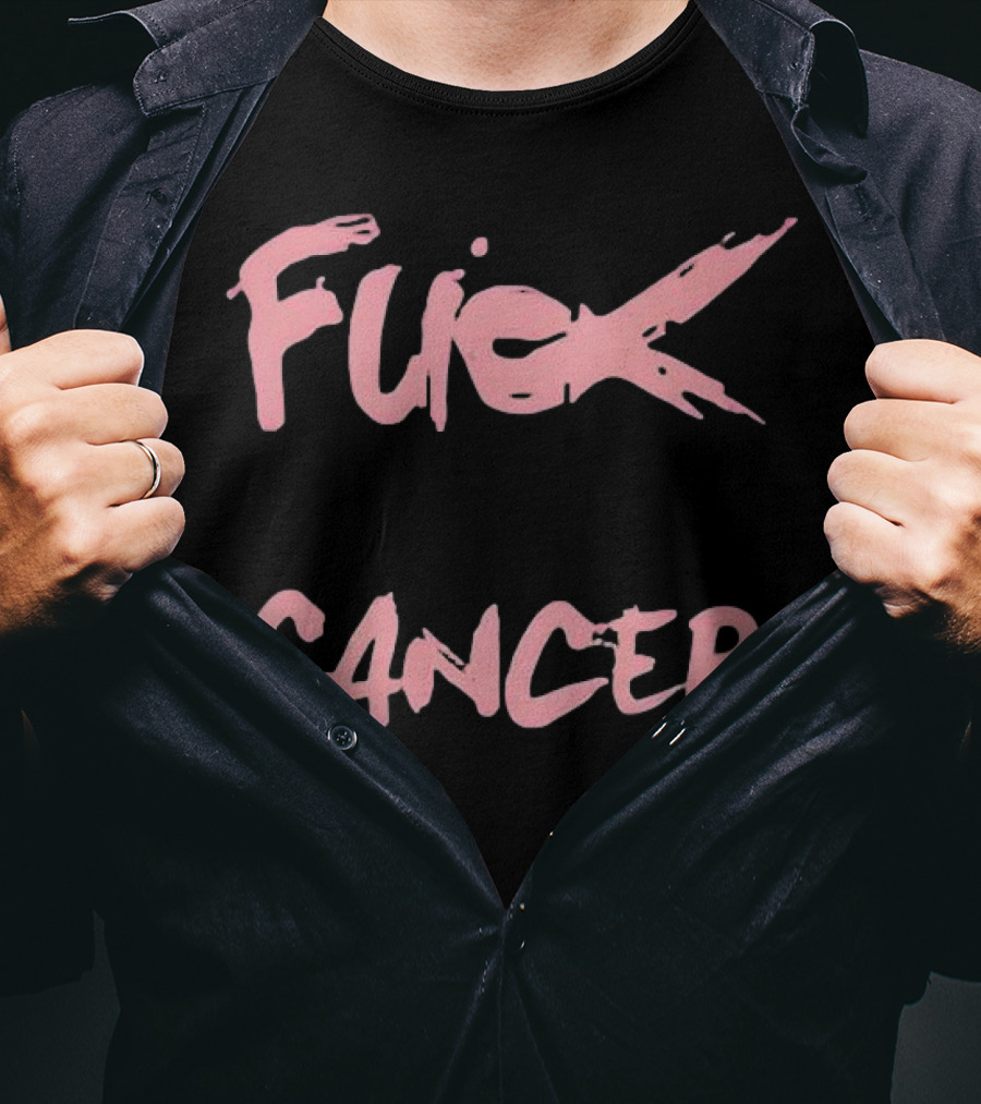 Daren Bates Fuck Cancer Pink Bold Statement T-Shirt
