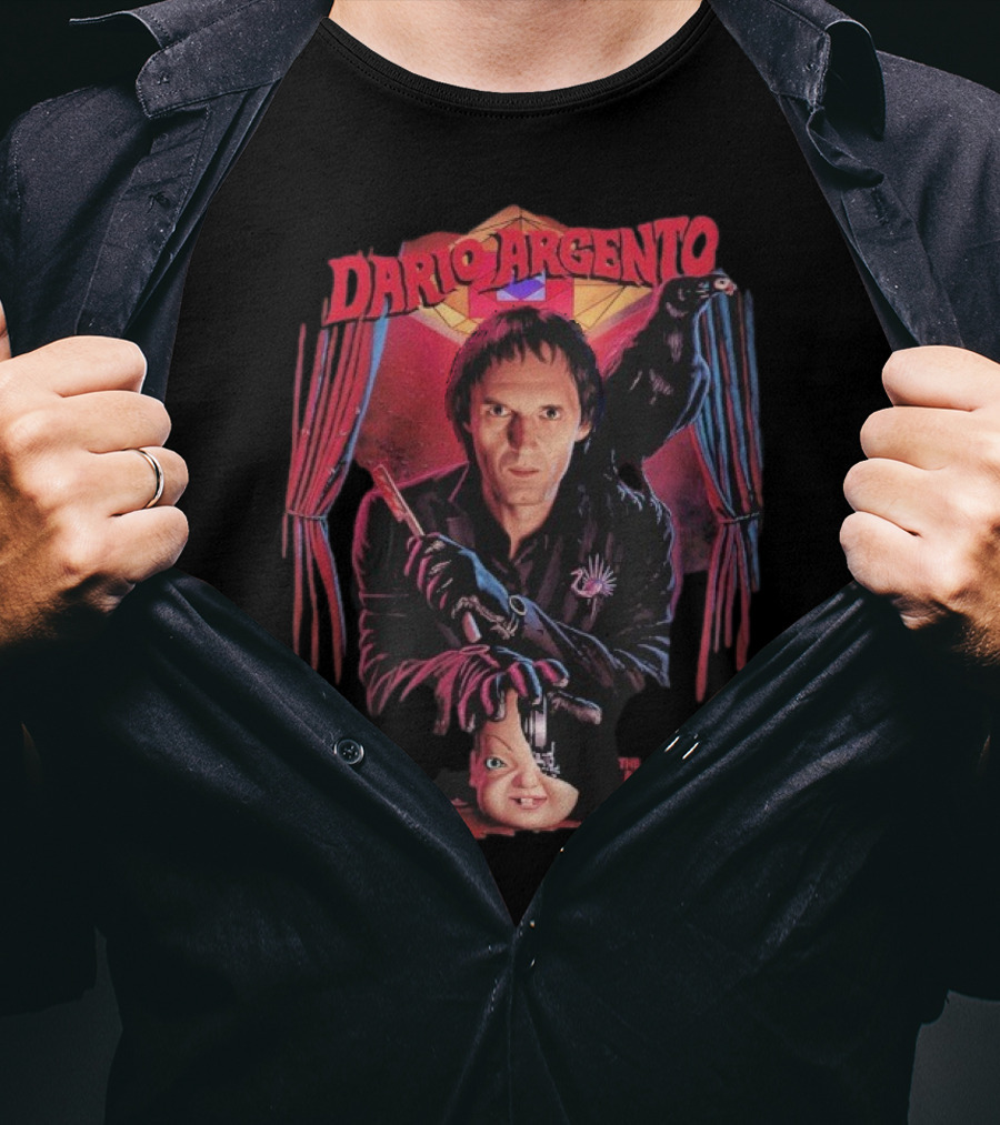 Dario Argento The Maestro Of Horror With Dark Raven And Creepy Doll Head T-Shirt