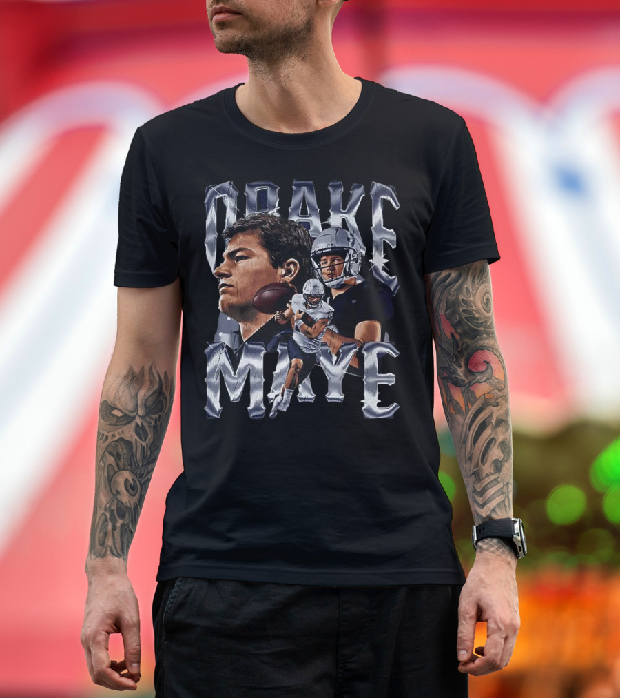 Drake Maye Football Player Vintage Bling Style T-Shirt
