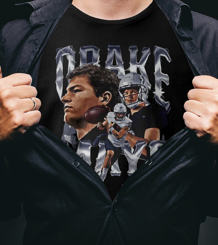 Drake Maye Football Player Vintage Bling Style T-Shirt