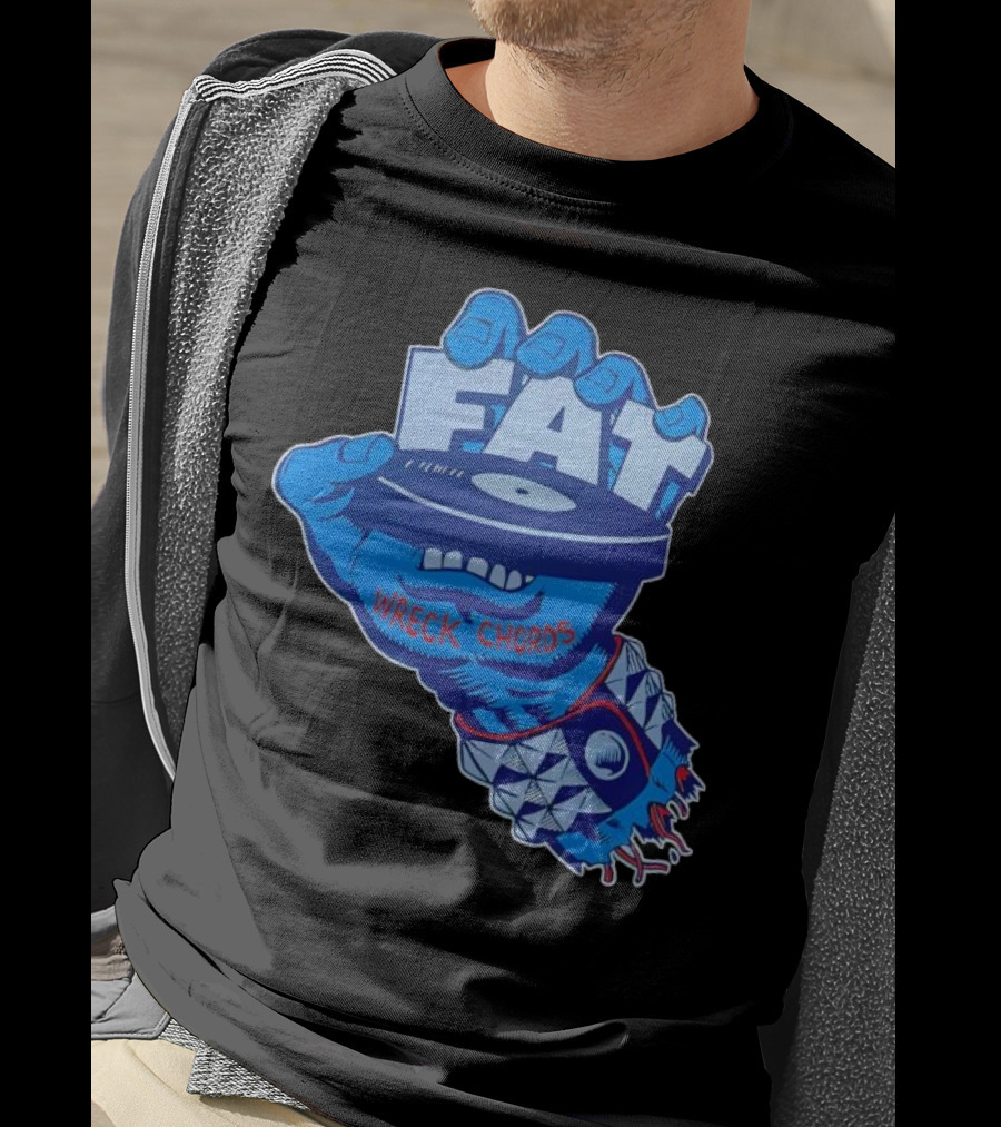 Fat Wreck Chords Blue Zombie Hand Record Design T-Shirt