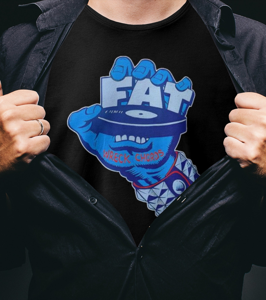 Fat Wreck Chords Blue Zombie Hand Record Design T-Shirt