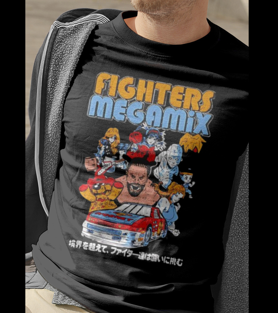Fighters Megamix 1996 Video Game Classic Characters And Car Japan Edition T-Shirt