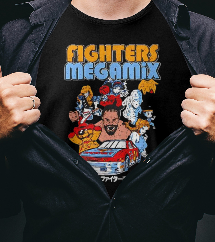 Fighters Megamix 1996 Video Game Classic Characters And Car Japan Edition T-Shirt