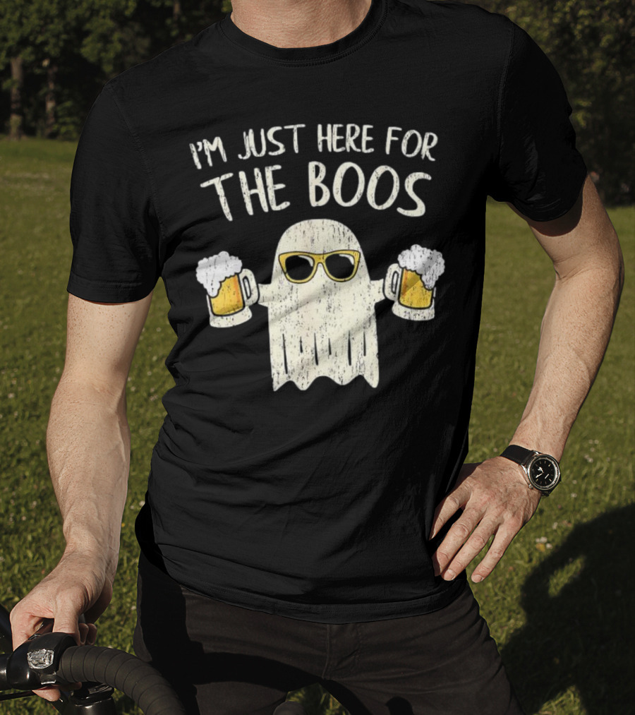 I'm Just Here For The Boos Funny Ghost Sunglasses Beer S T-Shirt