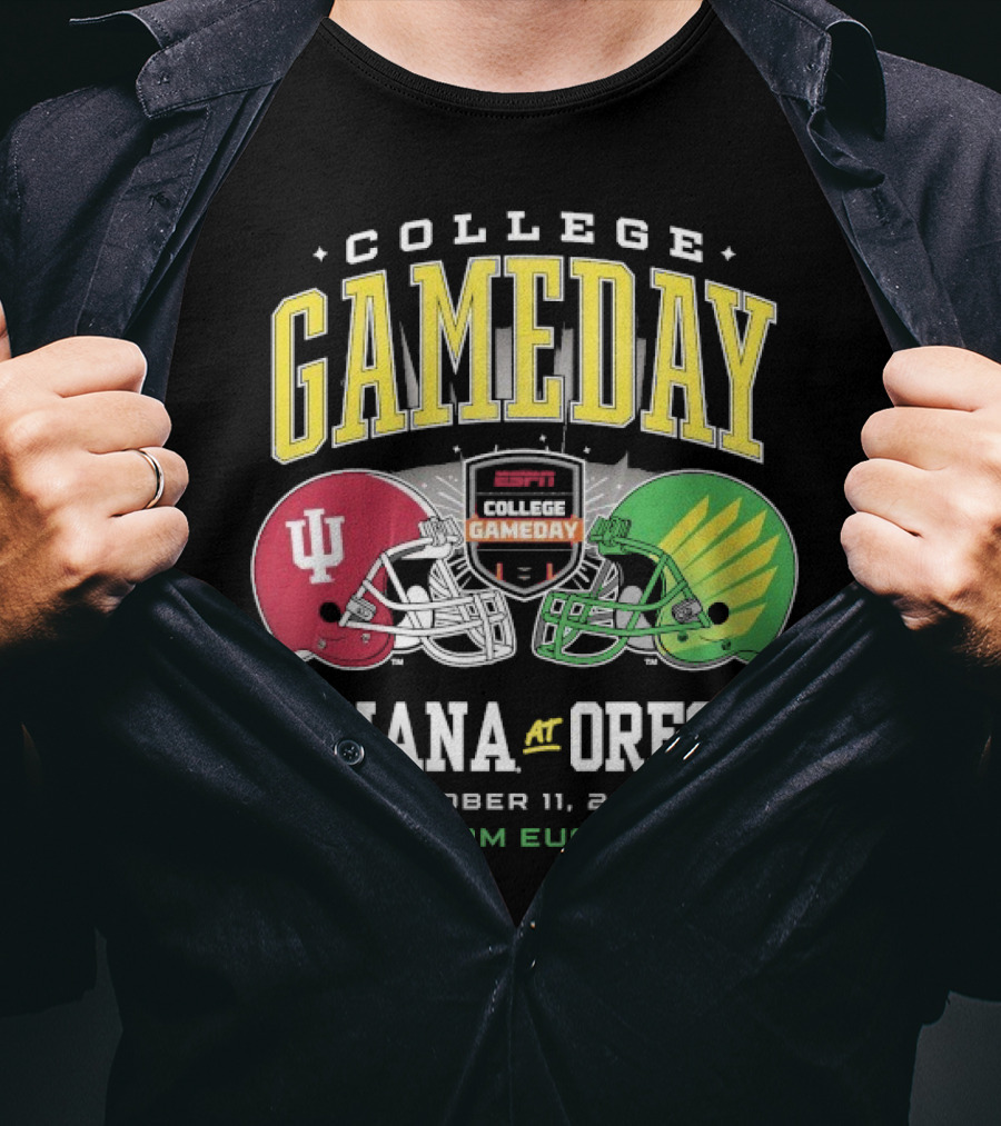 Indiana Hoosiers Vs Oregon Ducks College GameDay October 11 2025 Live From Eugene OR T-Shirt