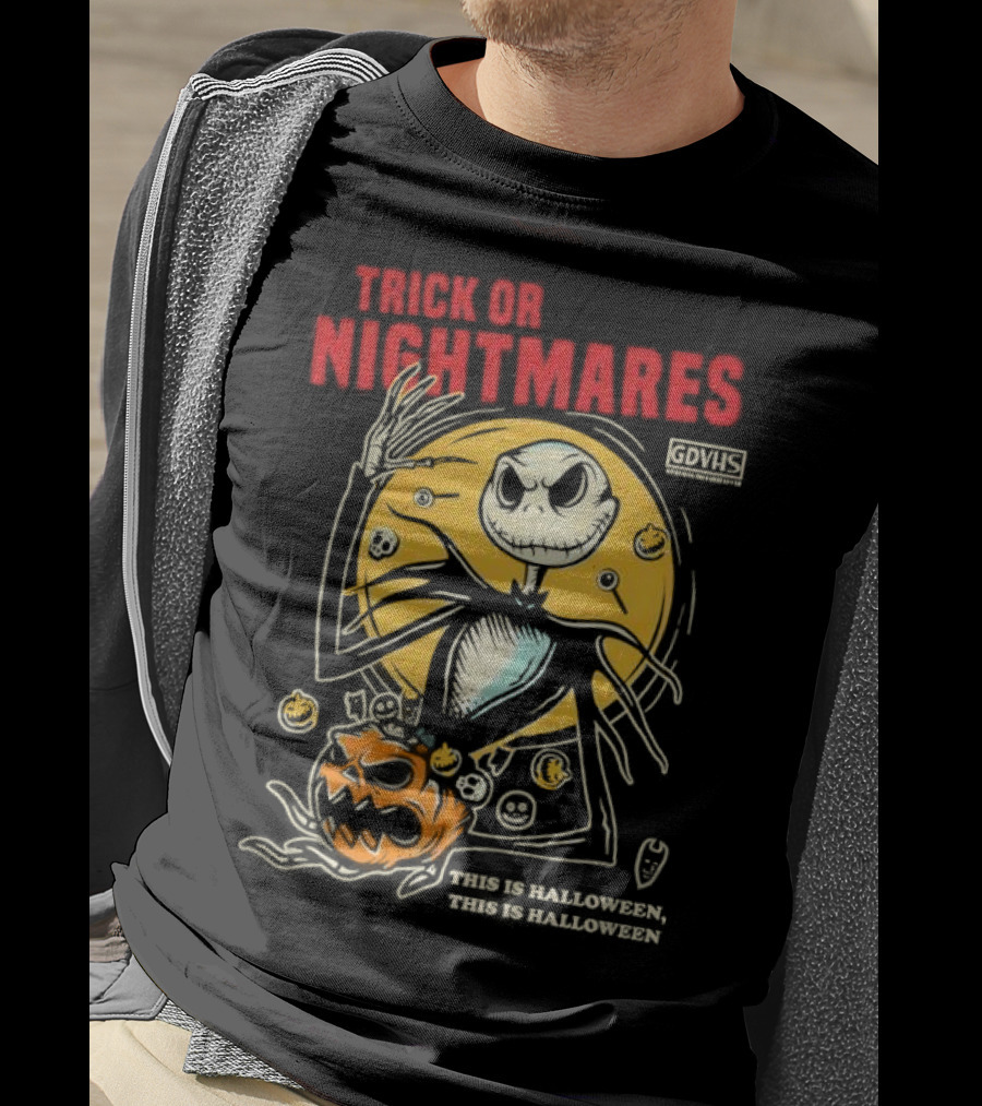 Trick Or Nightmares Jack Skellington Halloween Scary Pumpkin Horror Spooky T-Shirt