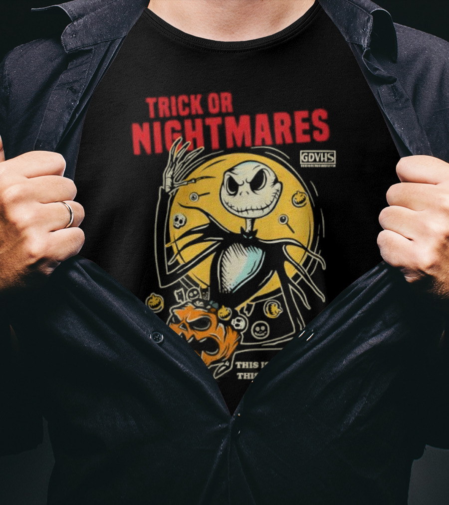 Trick Or Nightmares Jack Skellington Halloween Scary Pumpkin Horror Spooky T-Shirt