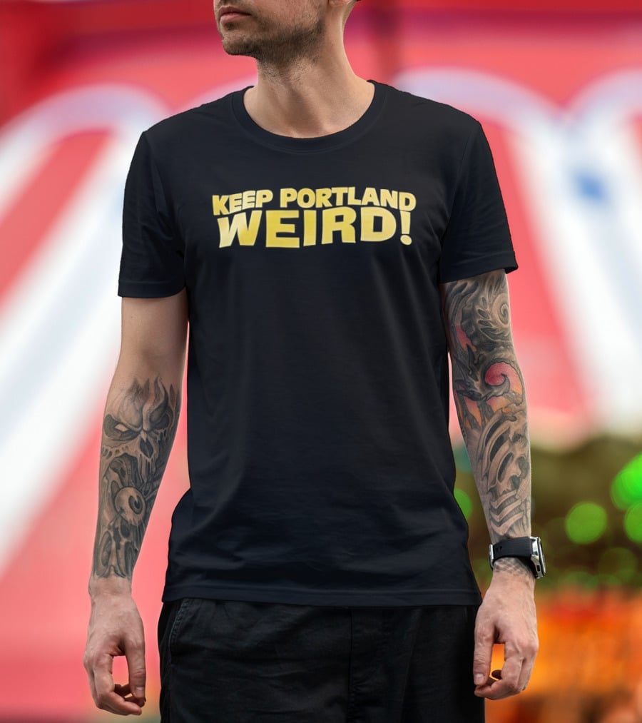 Keep Portland Weird Bold Yellow Text T-Shirt