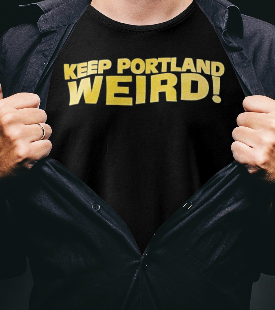 Keep Portland Weird Bold Yellow Text T-Shirt